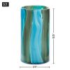 11" Large Blue Cylinder Glass Vase