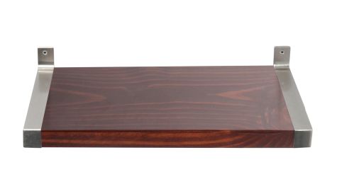 Mid Century Dark Brown Wooden Silver Bracket Shelf (size: 11.25'' x 22'')