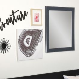 Silver Accent Black Framed Vanity Wall Mirror (size: 32''x 50'')
