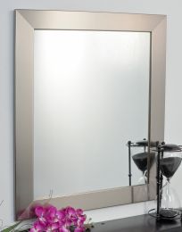 Modern Silver Framed Vanity Wall Mirror (size: 32''x 50'')